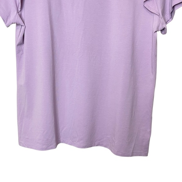 NWT ANN TAYLOR Lavender Ruffled Short-Sleeve Top, XL - Picture 3 of 9
